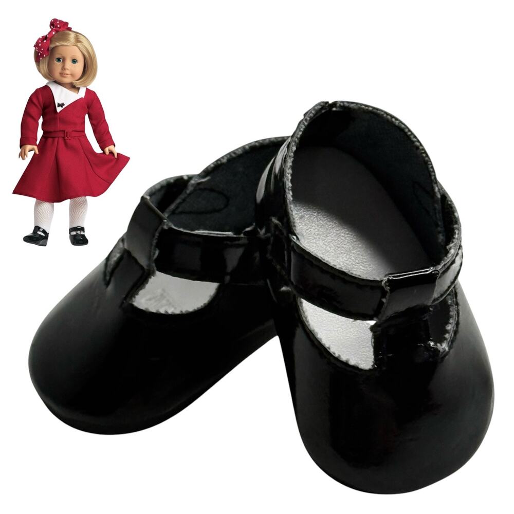 American Girl Kit Doll Shoes Christmas Holiday Outfit Accessory Black Patent Vtg